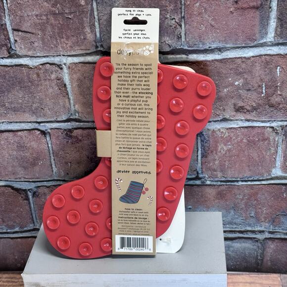Holiday Christmas Stocking Lick Mat w Spatula Set Dog Cat Enrichment Dexypaw - Picture 4 of 5